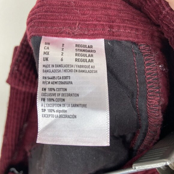 American Eagle Jr Womens Corduroy Mini Skirt Sz 2  academic boho Clueless - Picture 7 of 9